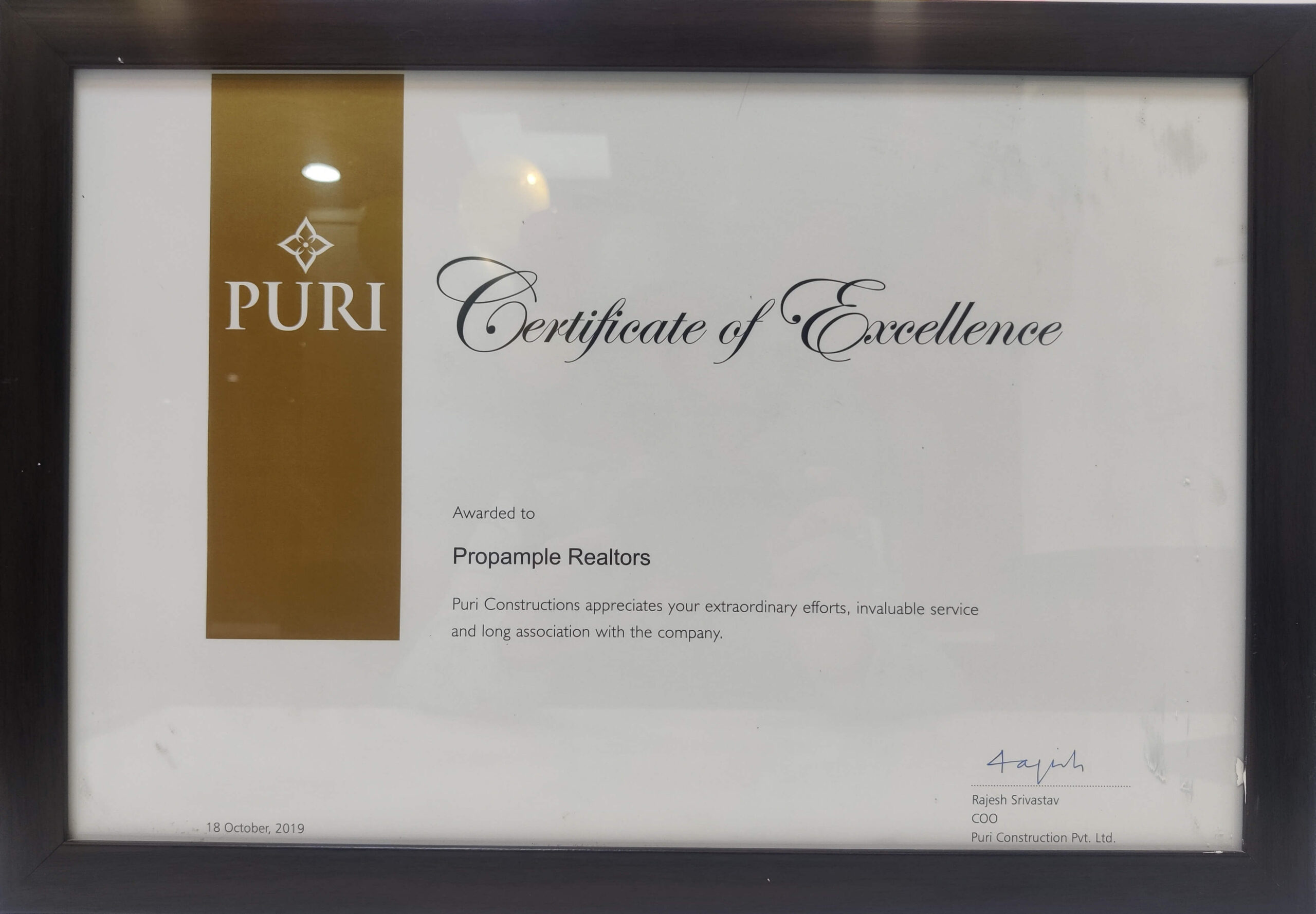 Certificate of <br> Excellence